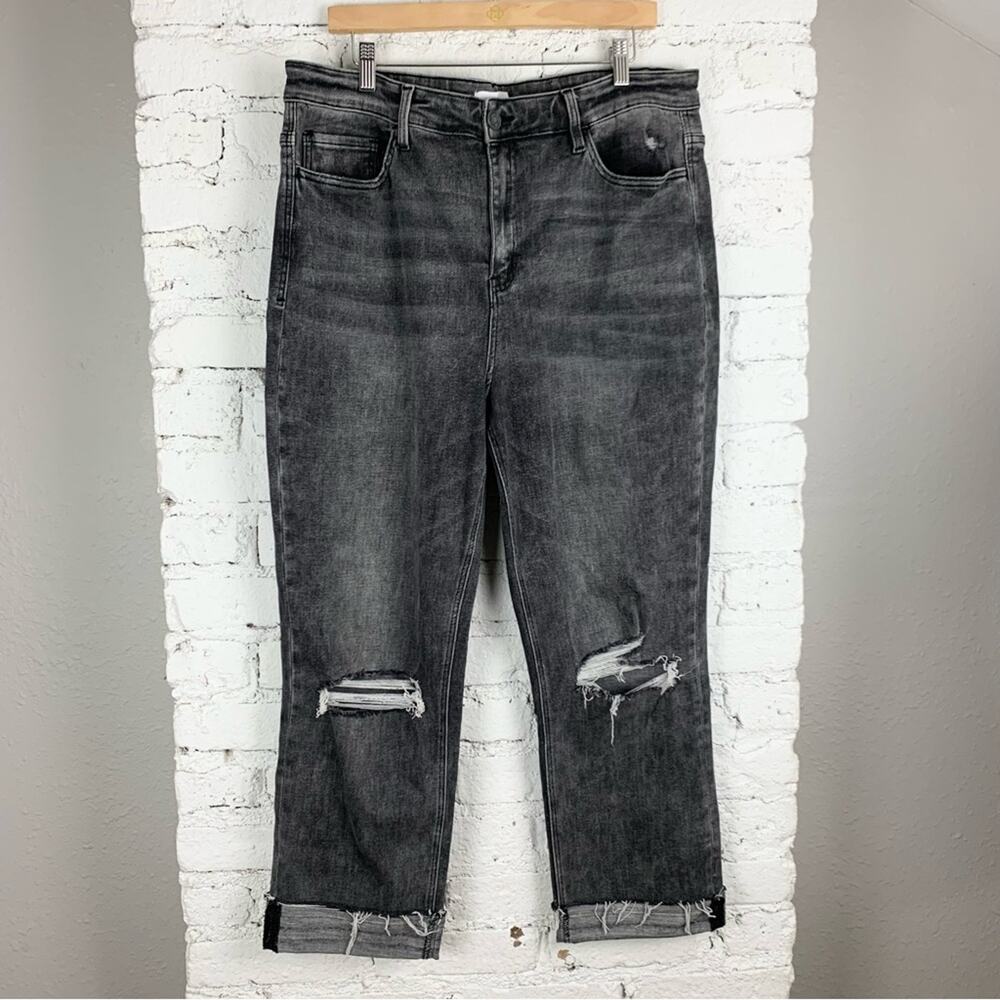 Vervet Grey Distressed Raw Hem Straight Leg Jean 16